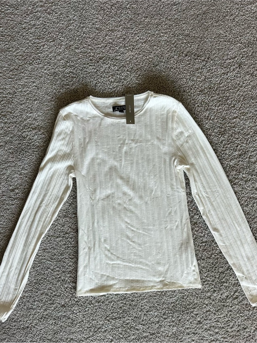 J. Crew Pointelle Cream Ribbed Long-Sleeve Tee